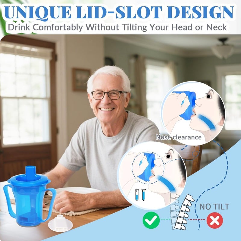 Ehucon dysphagia regulating drinking cup for elderly with difficulty swallowing,with 5cc and 10cc sip cup,assistive devices liquids only,No thickener is Used (Blue-Lid+Body,Pack of 1) - Image 5